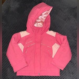 4T Columbia Kids Pink Winter Jacket Coat, floral accents